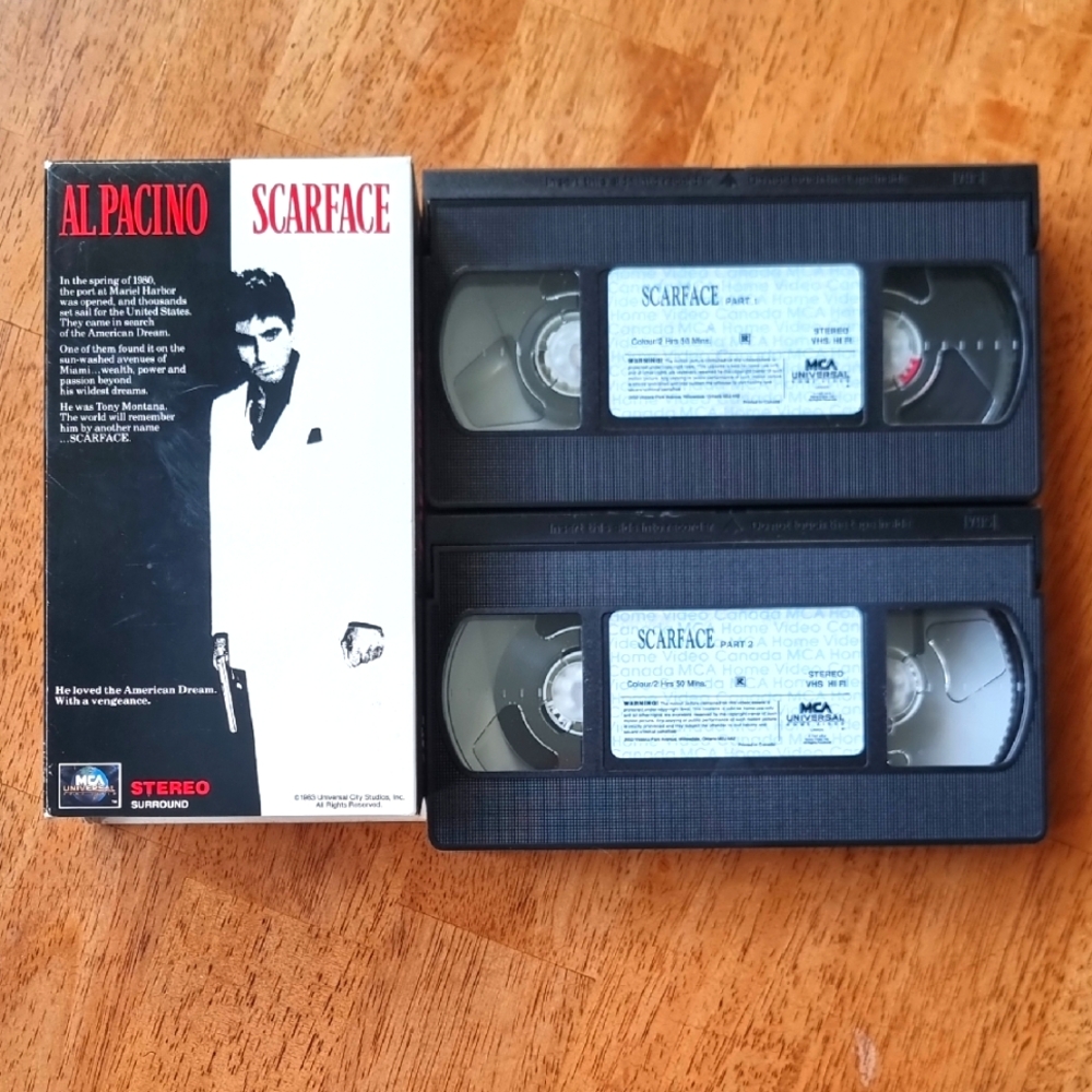 Scarface VHS 2 Tape Set Released 1990